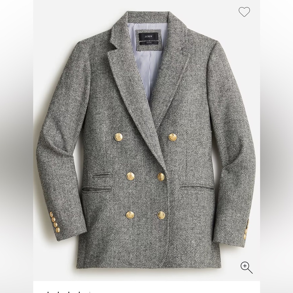 J. CREW Bristol blazer in graphite herringbone wool with gold buttons NWOT